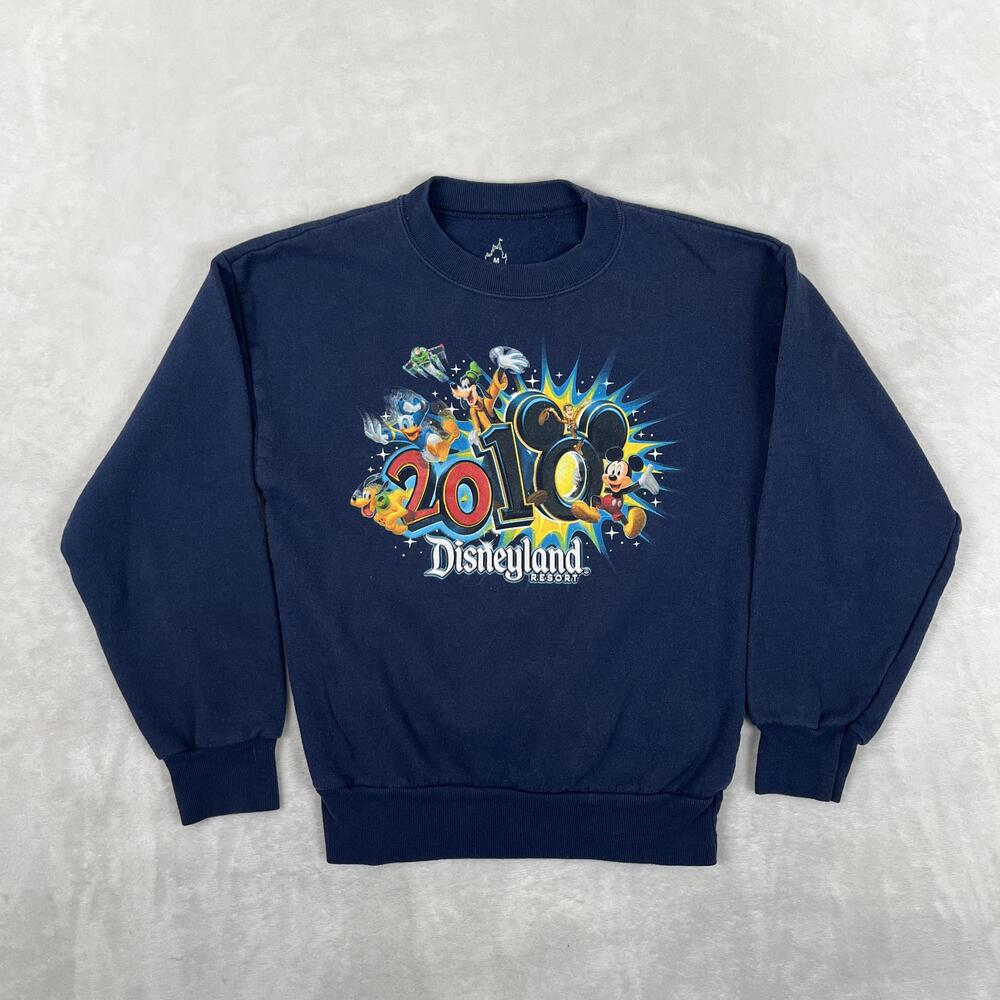Disneyland Resort Sweatshirt Kids Medium Blue 2010 Tour Mickey Goofy Donald